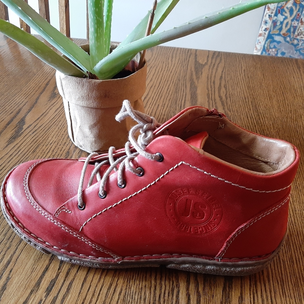 Josef Seibel Red Leather Boots, Ladies size 38
